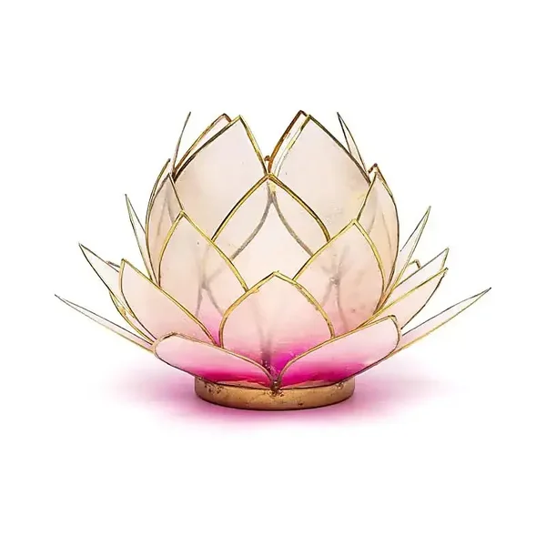 Lotus sfeerlicht roze/lichtroze goudrand groot