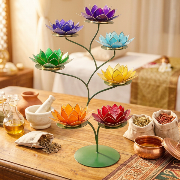 Chakra Lotus display groen of metal