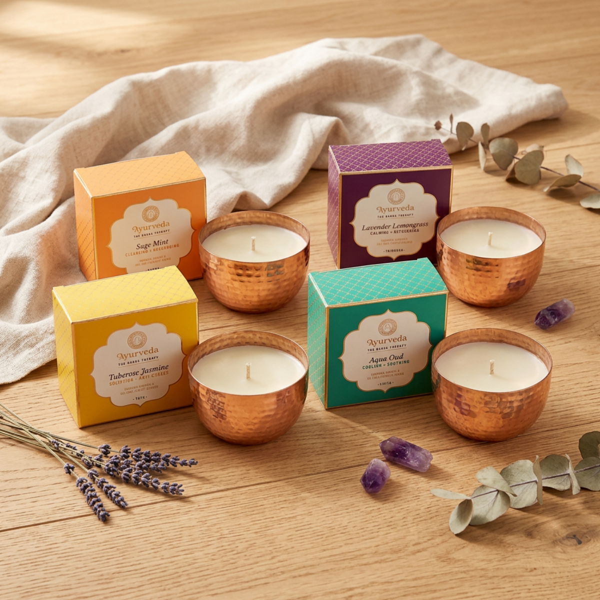 Song of India Dosha therapy kaarsen met dubbel lont 4 geuren