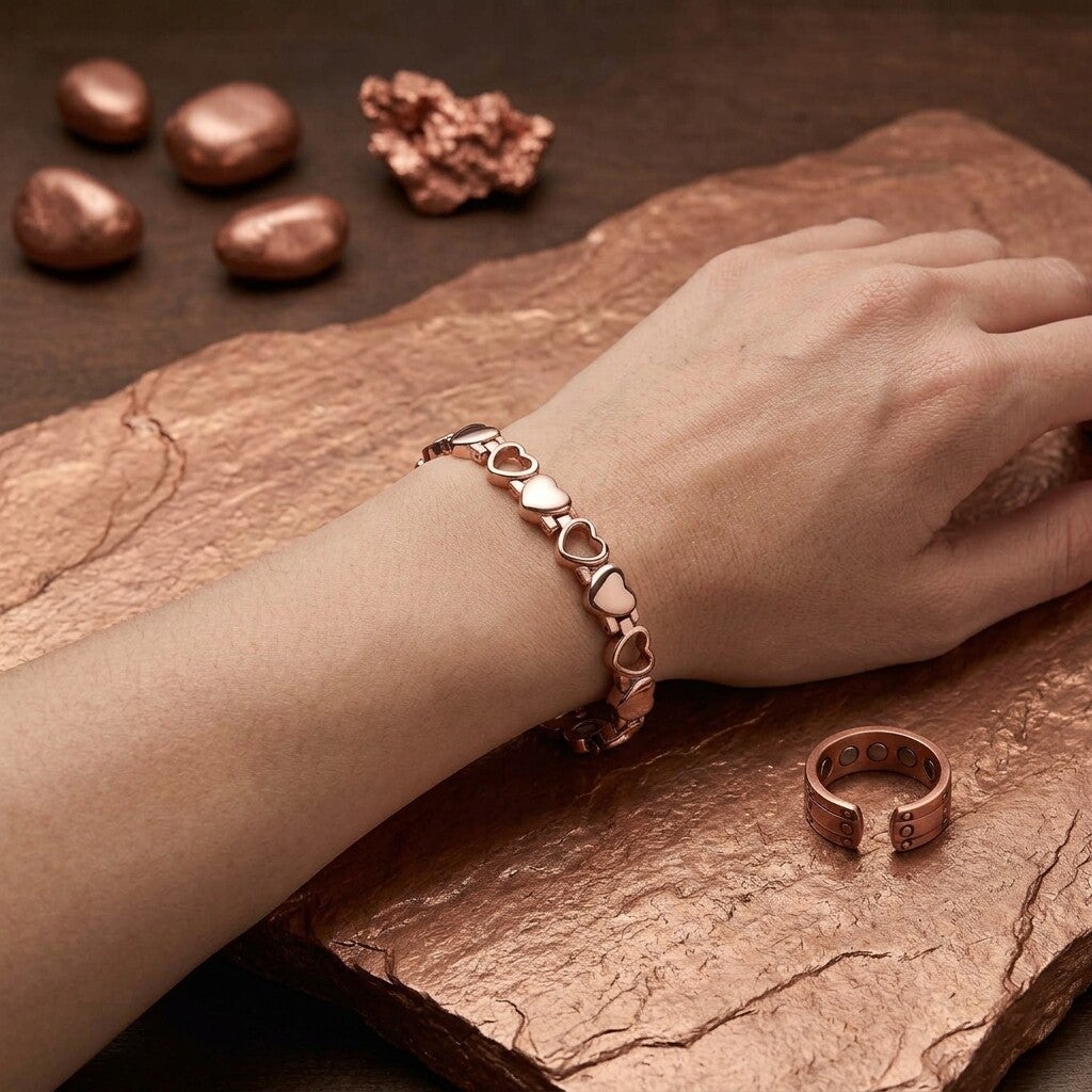 Luxe koperen armband met magneetjes – 0,7 cm