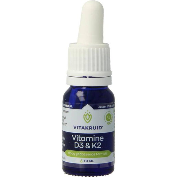 Vitakruid Vitamine D3 & K2 (MenaQ7) met druppelpipet 10ml