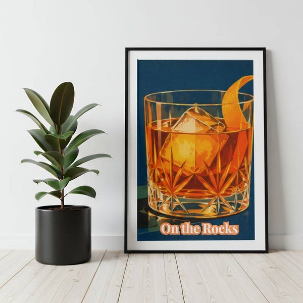 On the Rocks Retro Cocktail Print