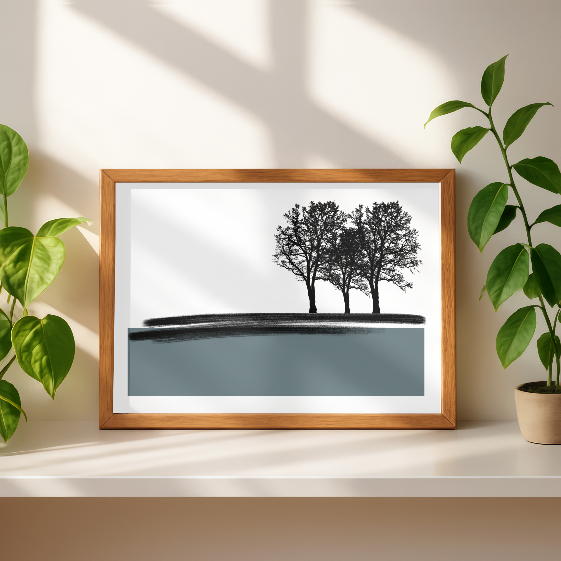 Blue Landscape Trees Print