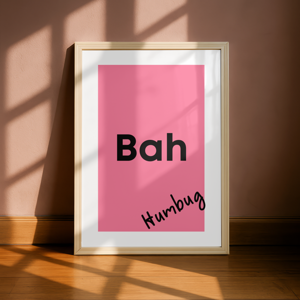 Bah Humbug Pink Christmas Print