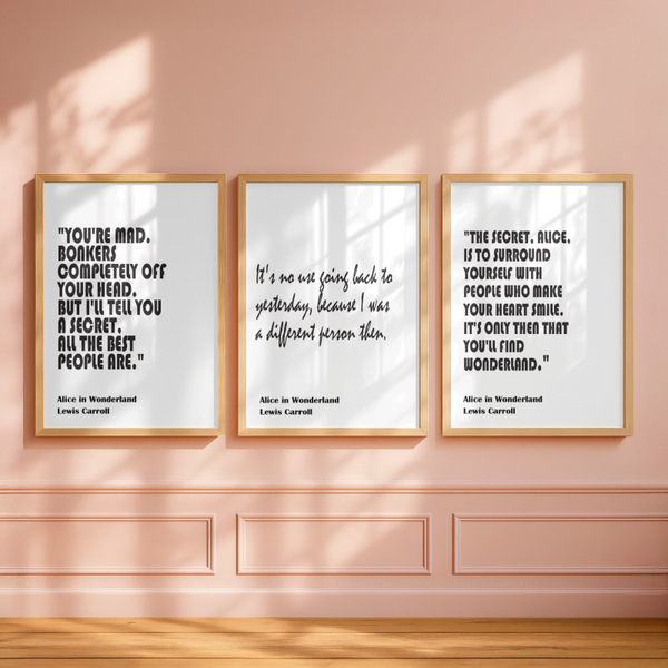 Set of 3 Alice in Wonderland Quote Prints