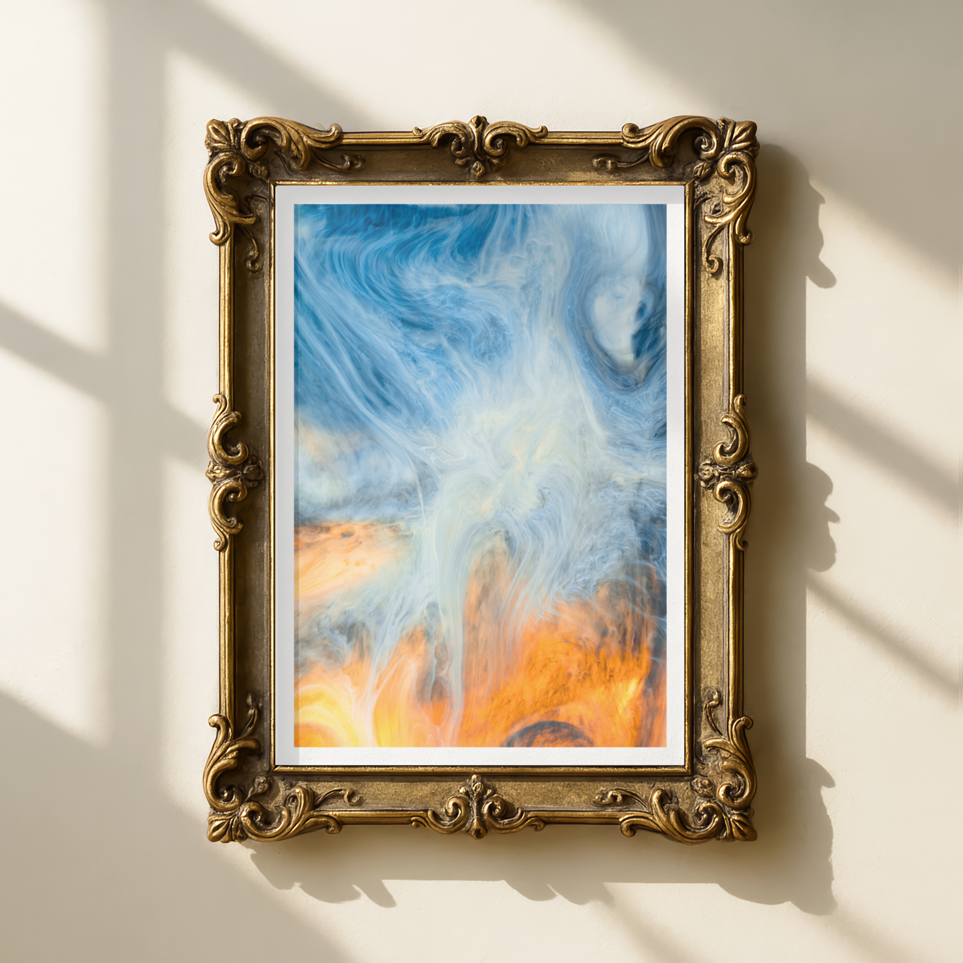 Abstract Gold and Blue Print
