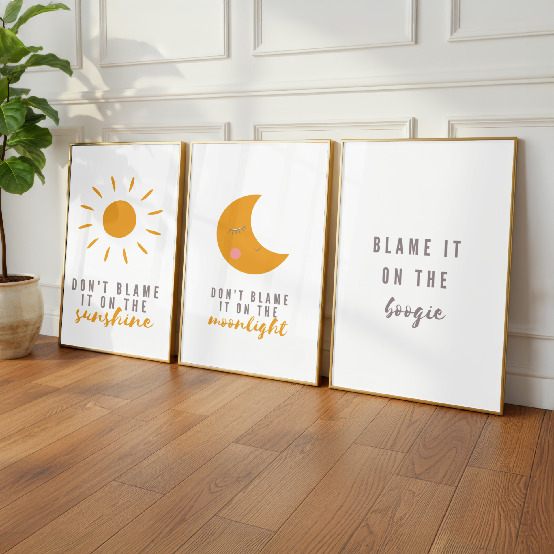 Sunshine Moonlight Boogie – Set of 3 Retro Poster Prints