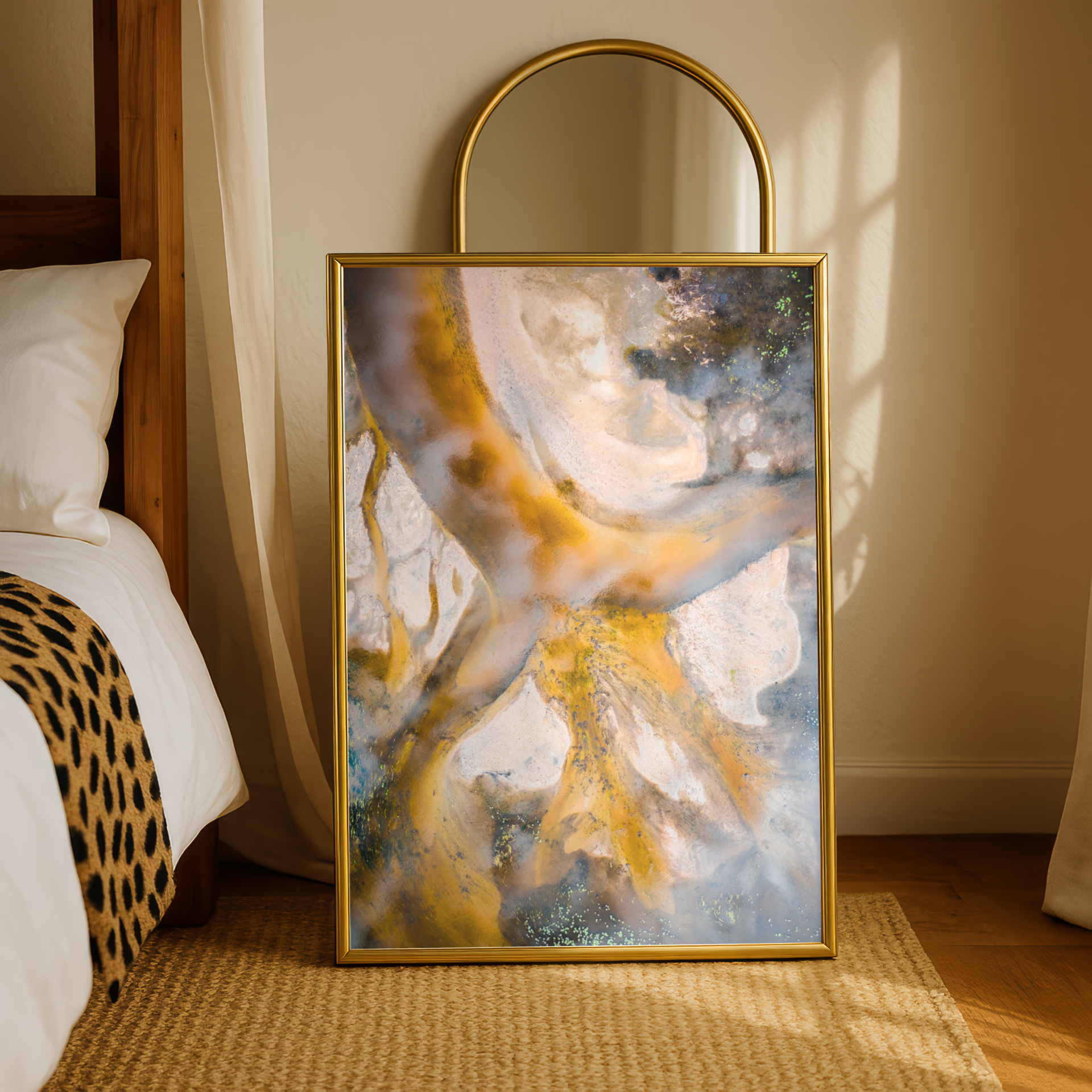 Abstract Gold and Grey Print