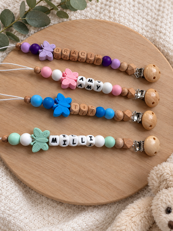 Handmade perosnalisee butterfly pacifier clip