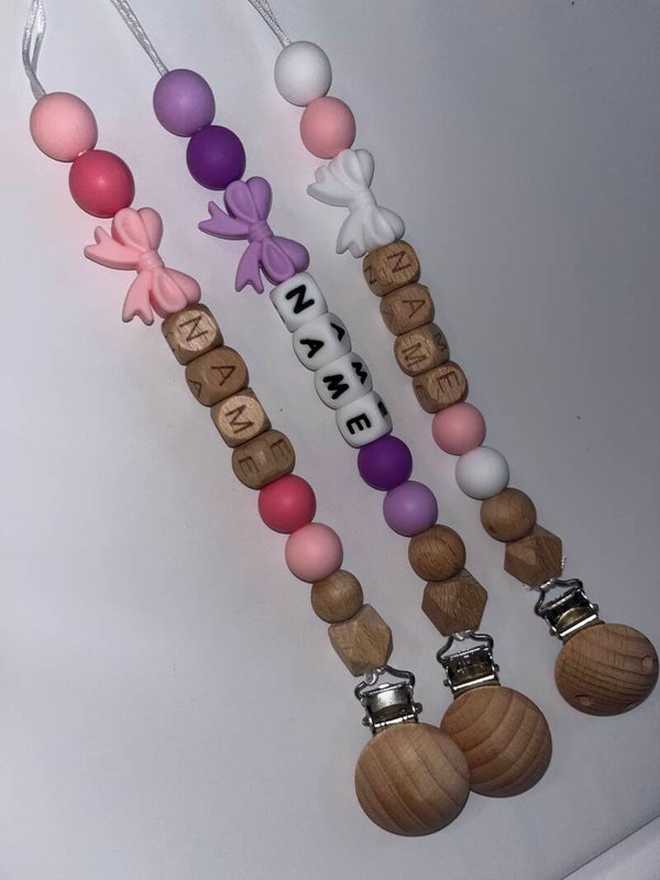 Bows keepsake personalised dummy clips