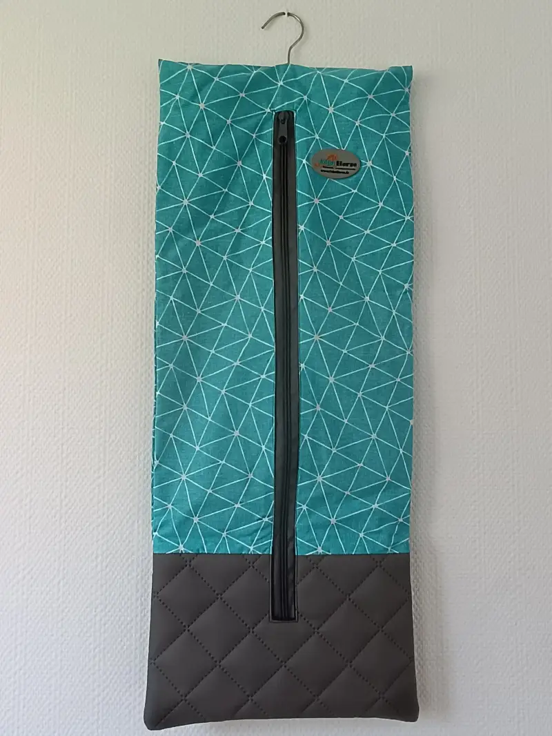 Trensentasche Baumwolle Muster türkis und Kunstleder