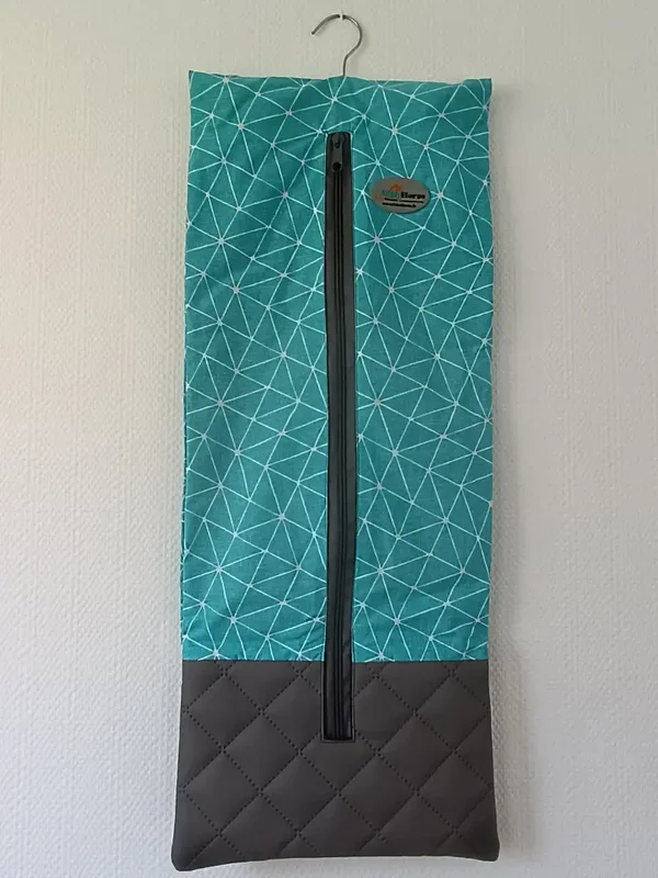 Trensentasche Baumwolle Muster türkis und Kunstleder