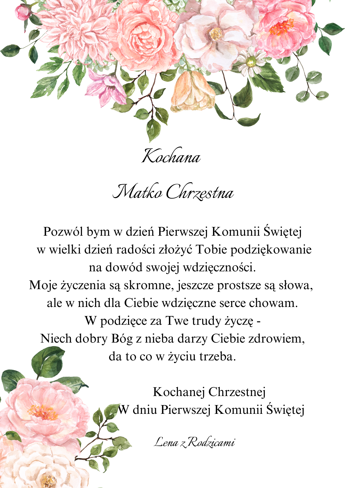 Podziękowanie w ramce