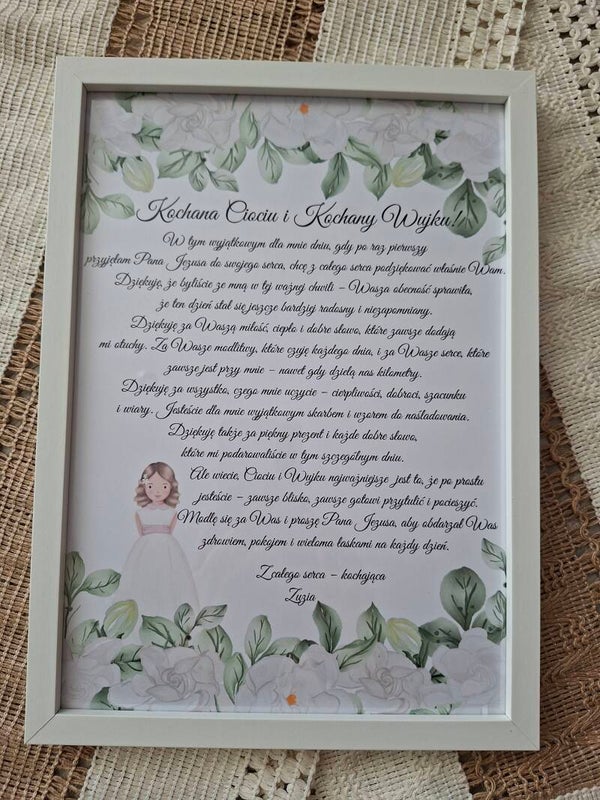 Podziękowanie w ramce