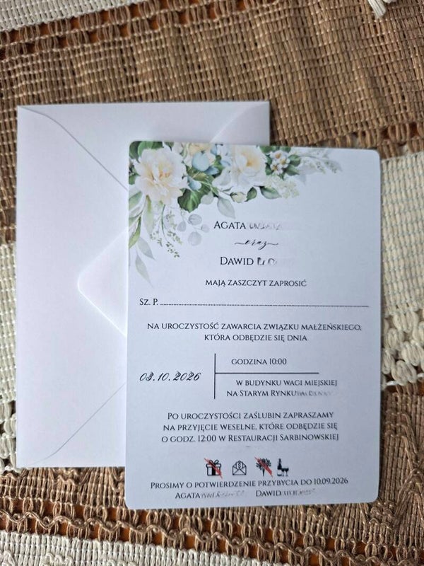 Zaproszenie jednokartkowe nr 43