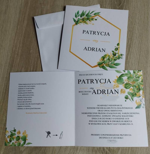 Zaproszenie składane nr 40