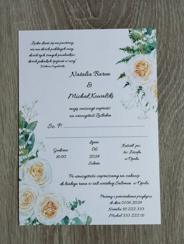 Zaproszenie jednokartkowe nr 21