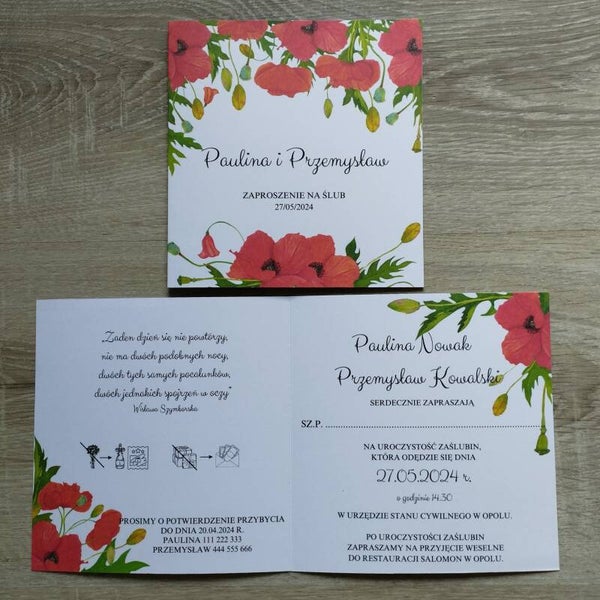 Zaproszenie składane nr 45