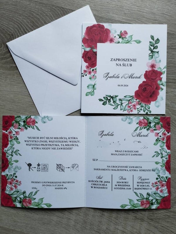 Zaproszenie składane nr 124