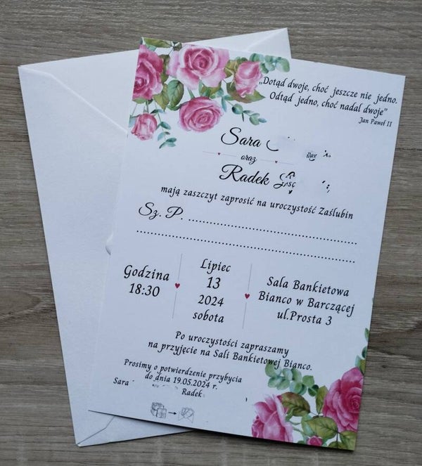 Zaproszenie jednokartkowe nr 15