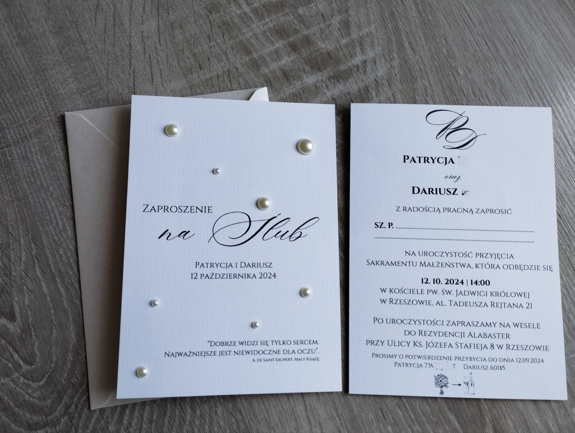 Zaproszenie z perełkami nr 6