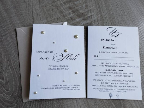 Zaproszenie z perełkami nr 6