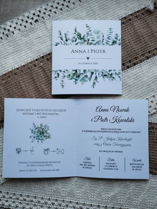 Zaproszenie składane nr 25