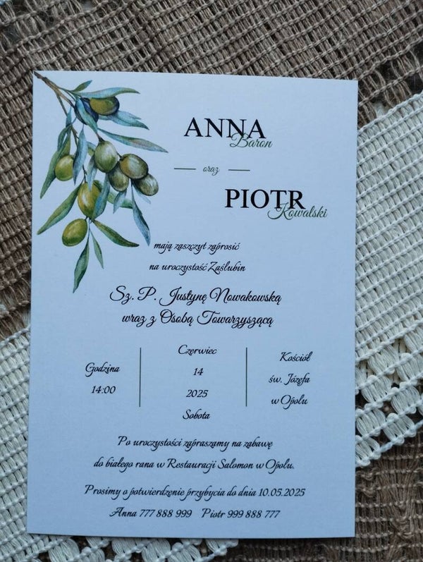 Zaproszenie jednokartkowe nr 10