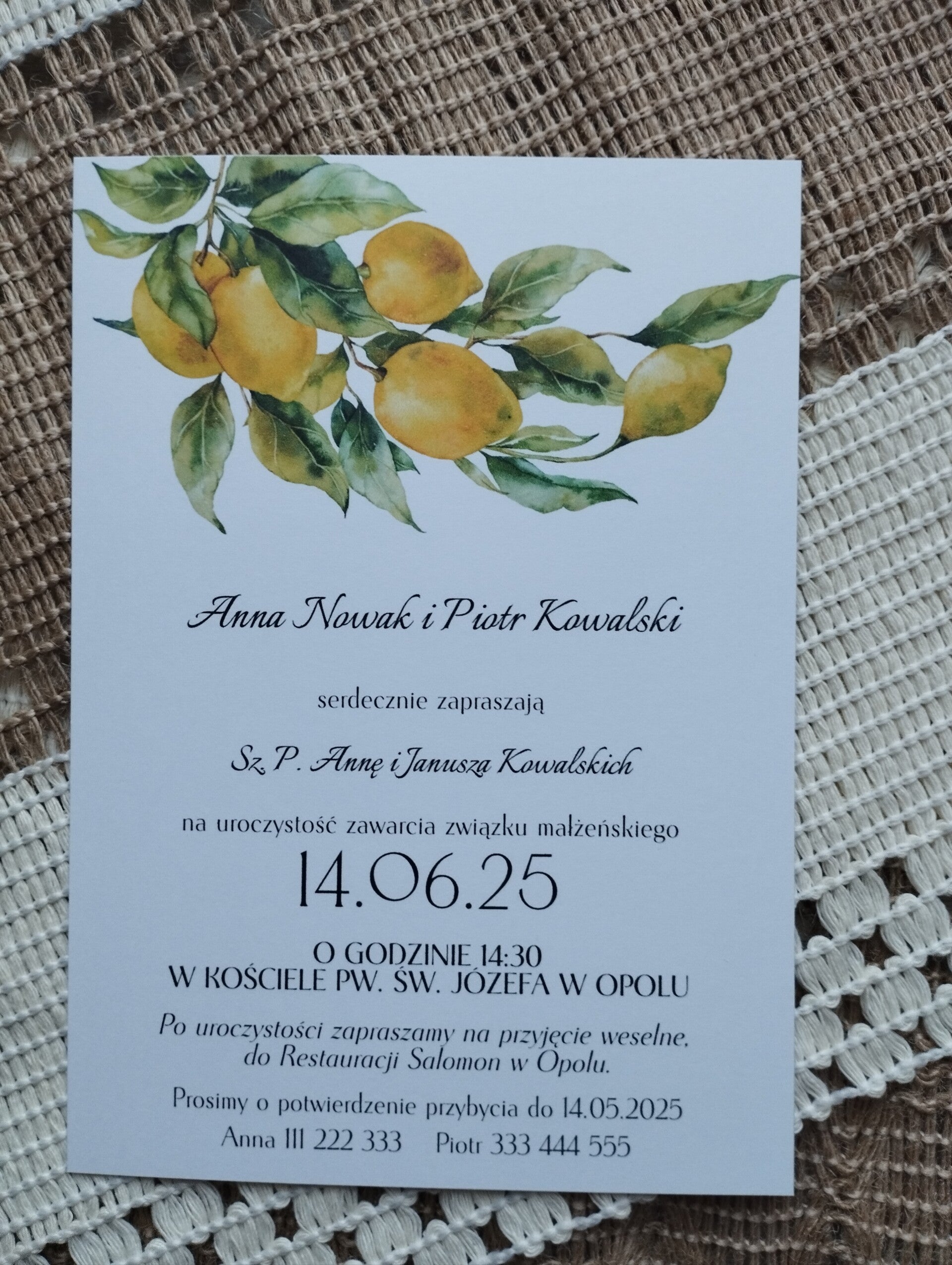 Zaproszenie jednokartkowe nr 9