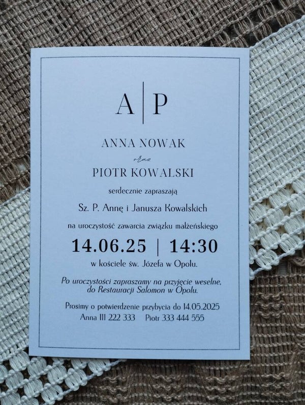 Zaproszenie jednokartkowe nr 6