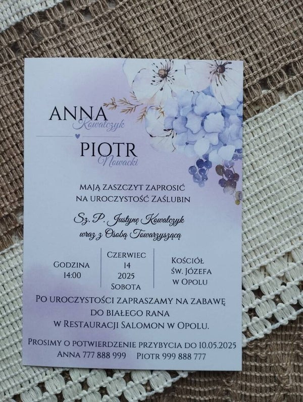 Zaproszenie jednokartkowe nr 37