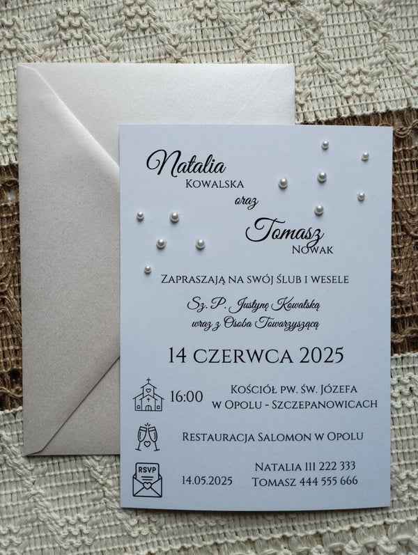 Zaproszenie z perełkami nr 2