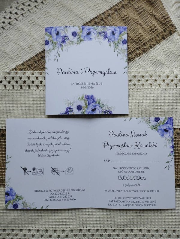 Zaproszenie składane nr 78