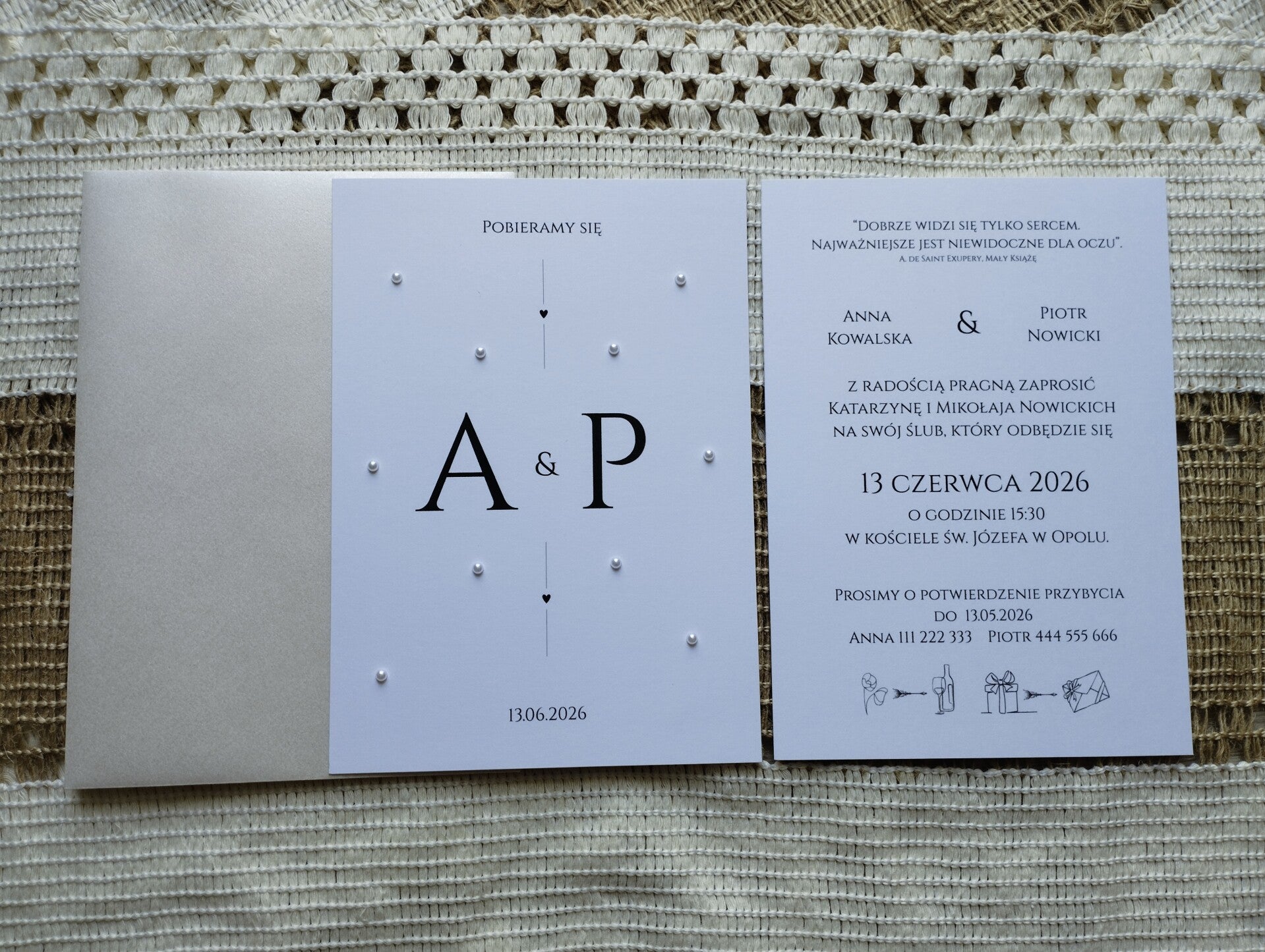 Zaproszenie z perełkami nr 5