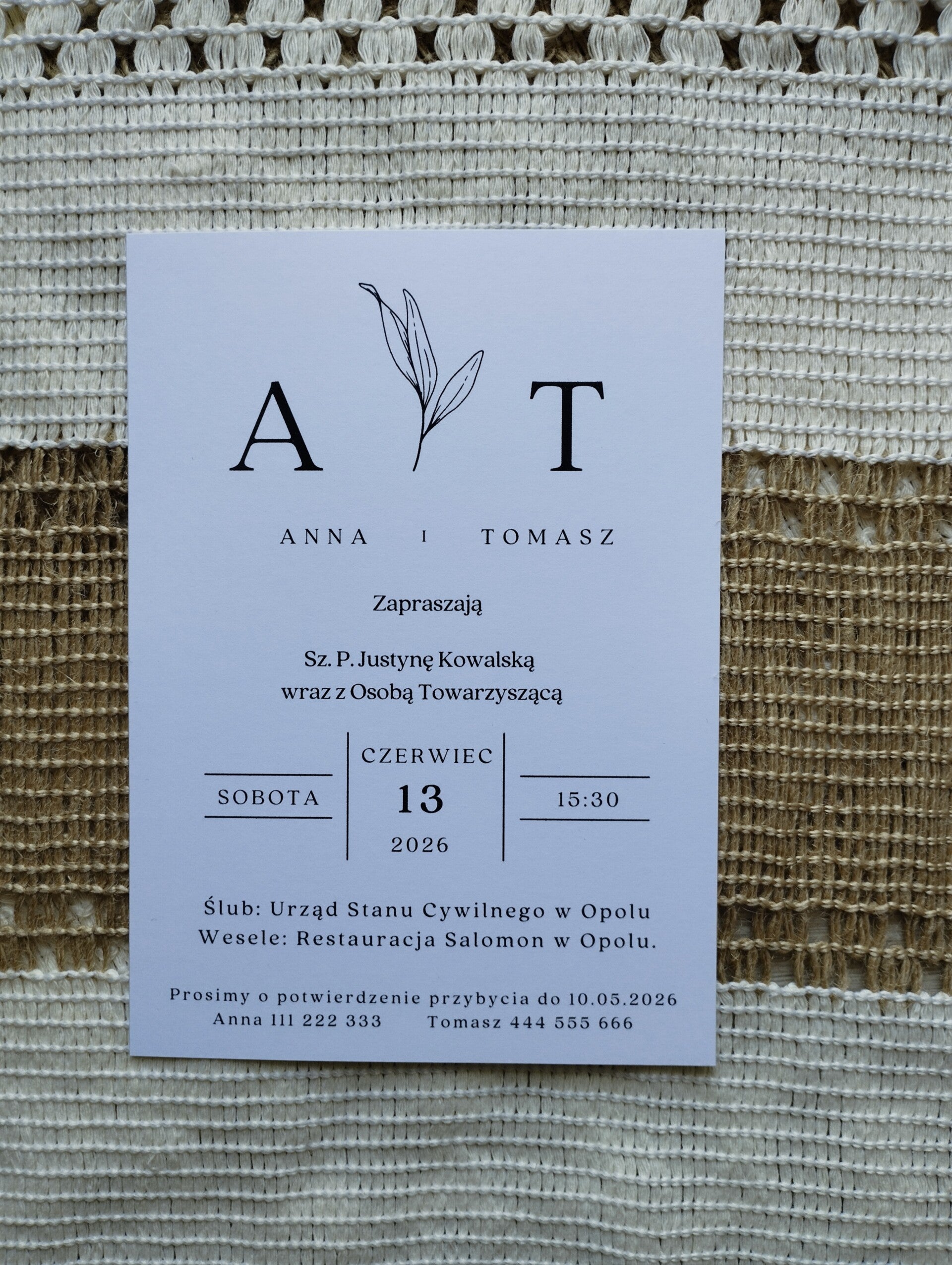 Zaproszenie jednokartkowe nr 4