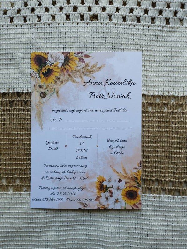 Zaproszenie jednokartkowe nr 26