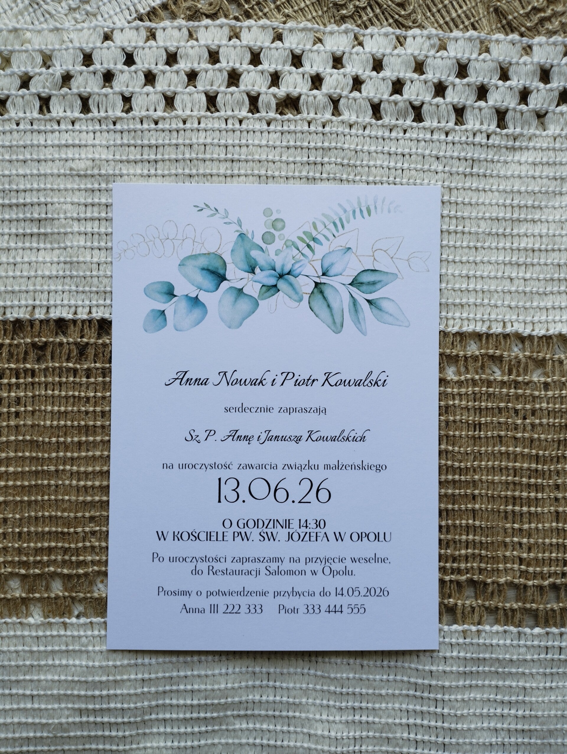 Zaproszenie jednokartkowe nr 13