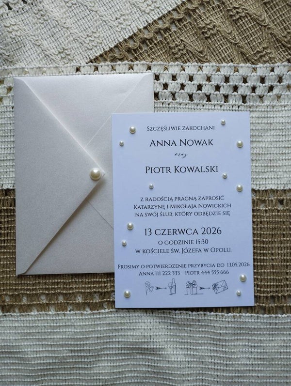 Zaproszenie z perełkami nr 1