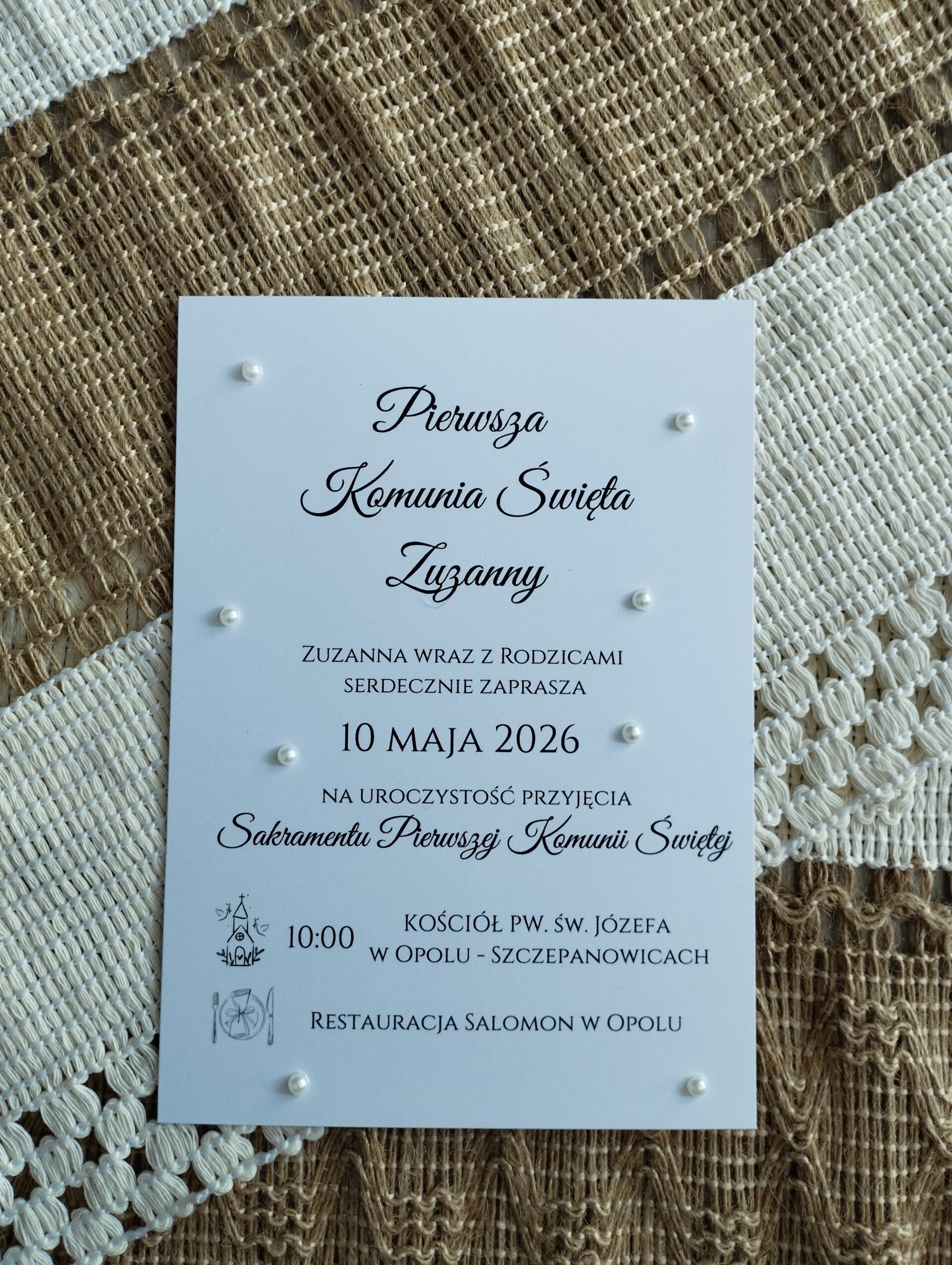 Zaproszenie z perełkami nr 1