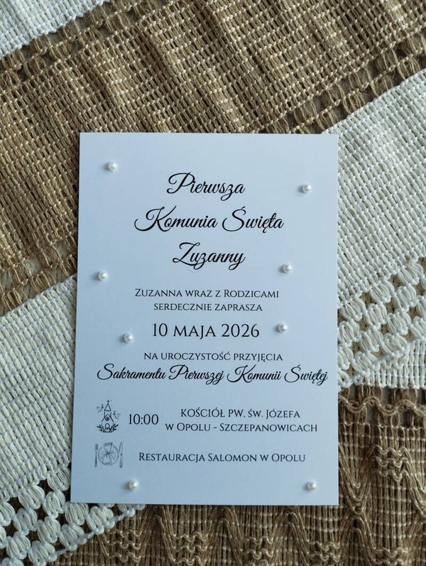 Zaproszenie z perełkami nr 1