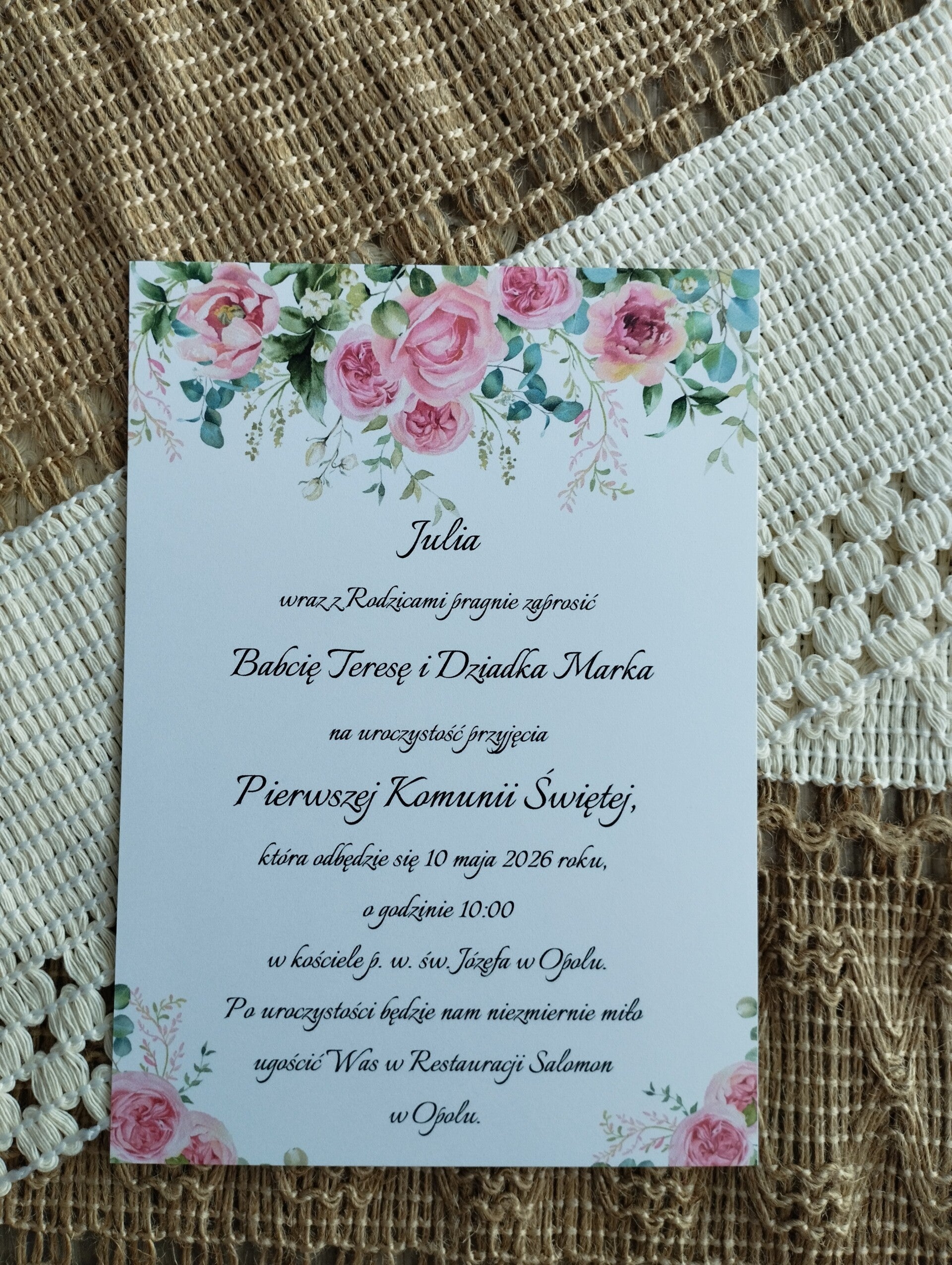 Zaproszenie jednokartkowe nr 1