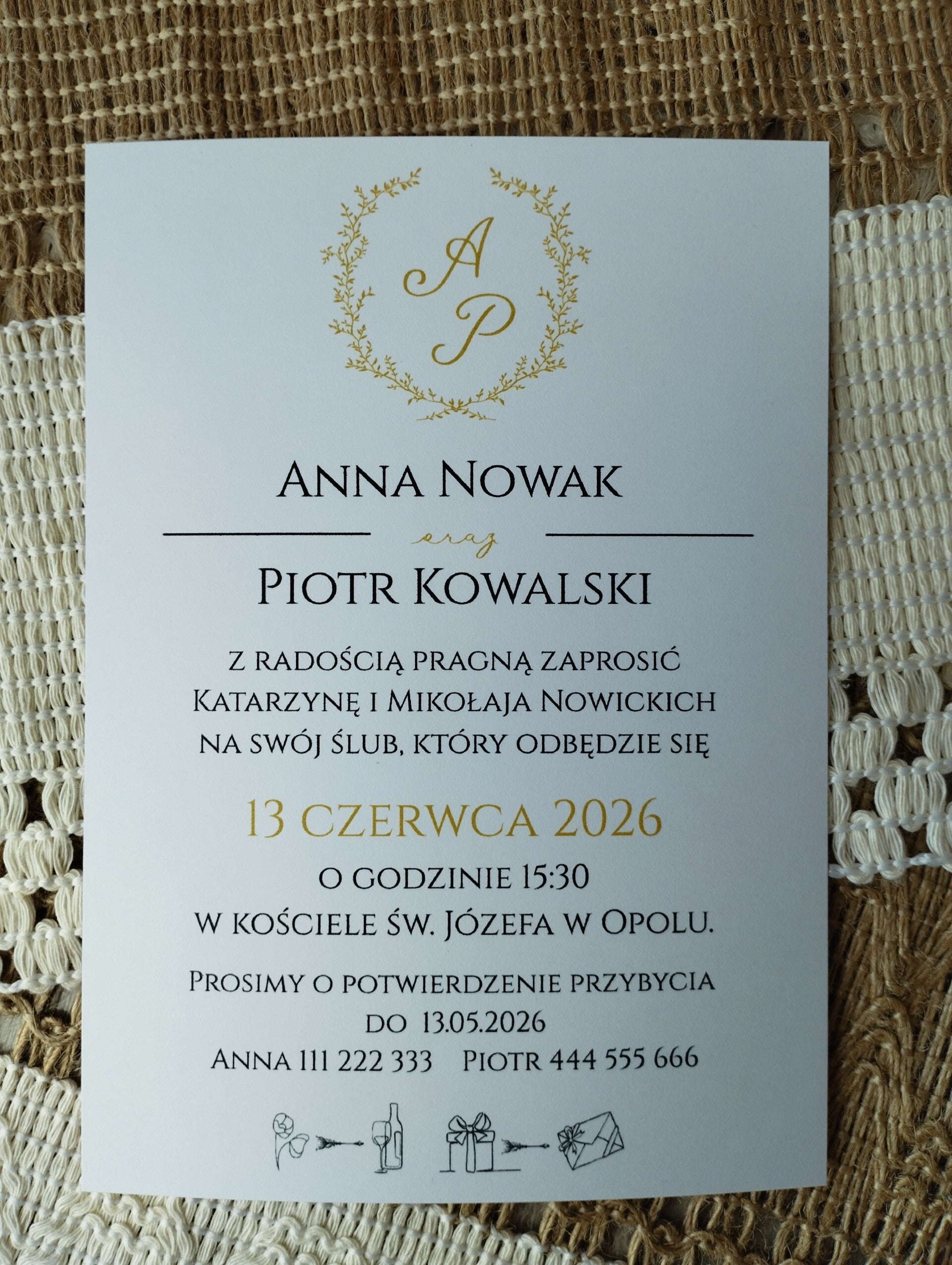 Zaproszenie jednokartkowe nr 1