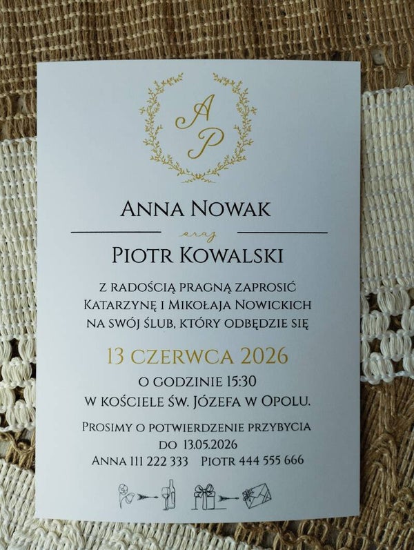 Zaproszenie jednokartkowe nr 1