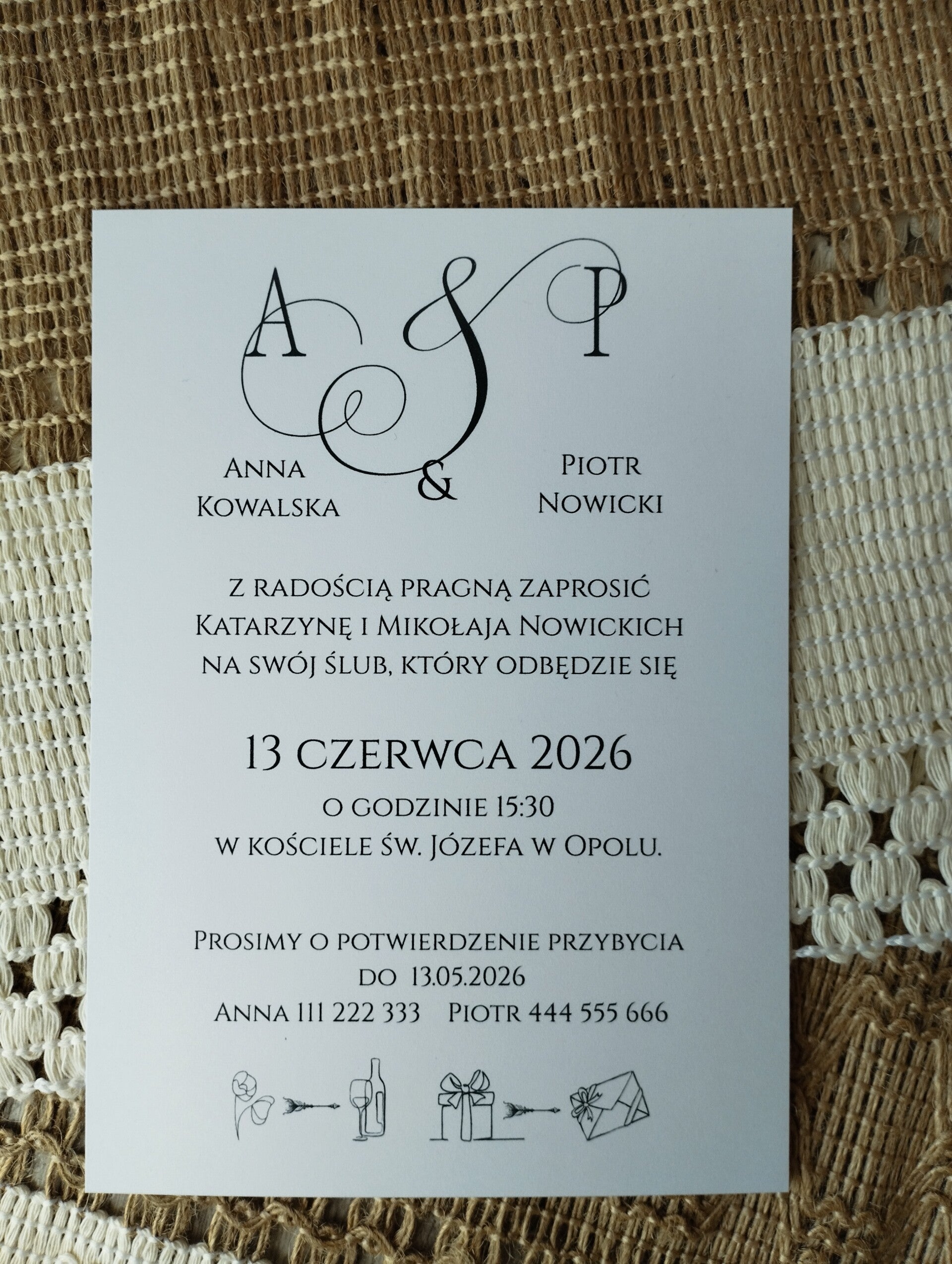 Zaproszenie jednokartkowe nr 2