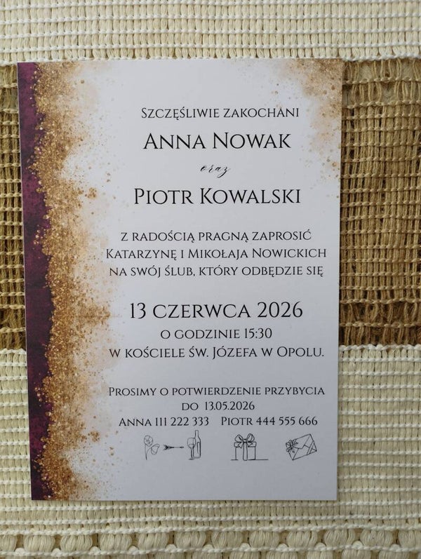 Zaproszenie jednokartkowe nr 36