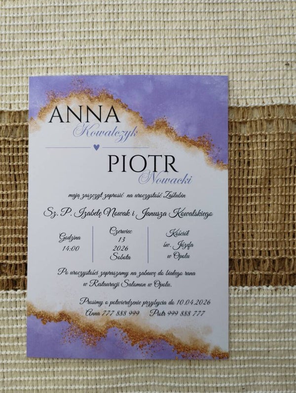 Zaproszenie jednokartkowe nr 34