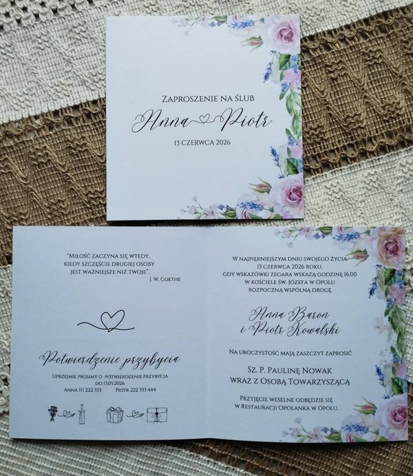 Zaproszenie składane nr 15