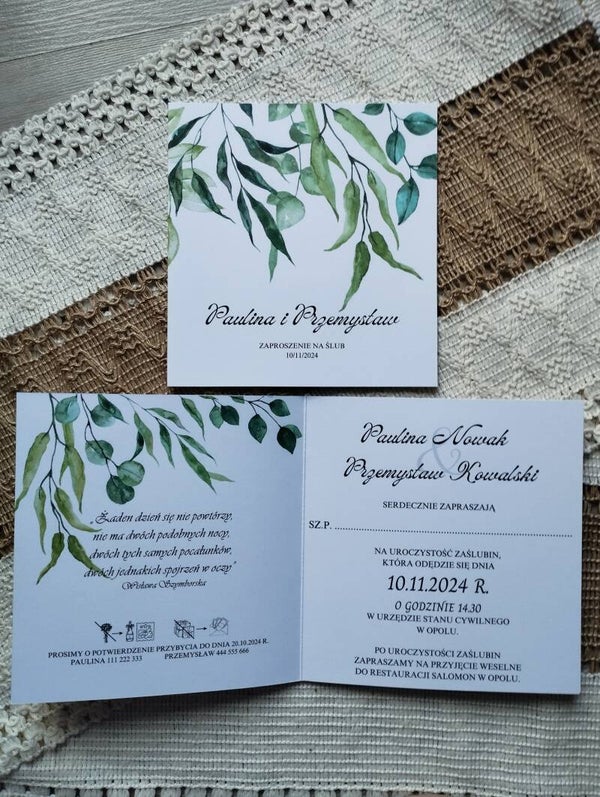 Zaproszenie składane nr 110