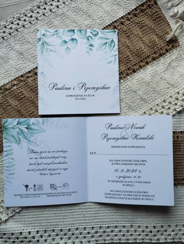 Zaproszenie składane nr 112