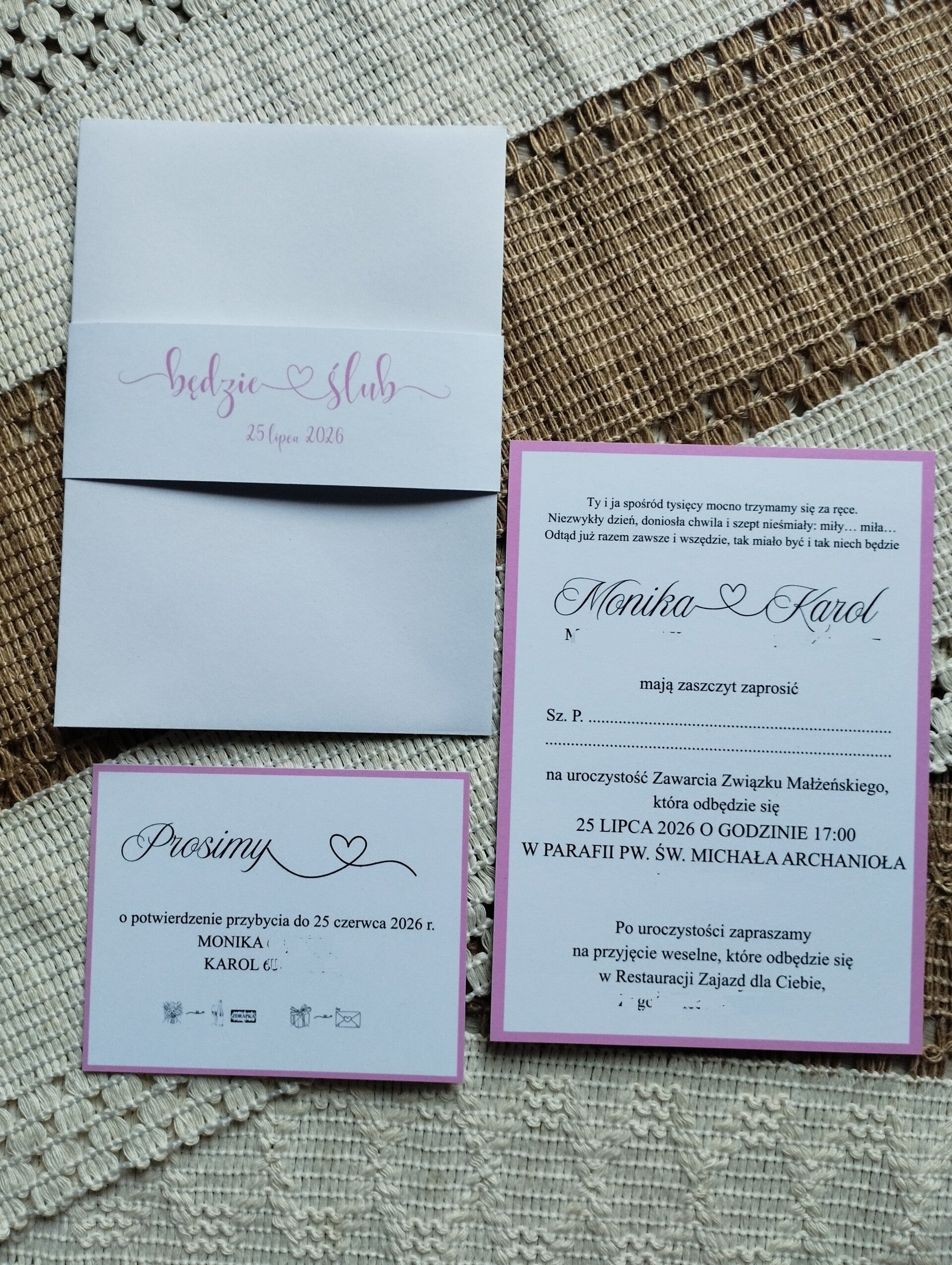 Zaproszenie jednokartkowe z kartą RSVP nr 4